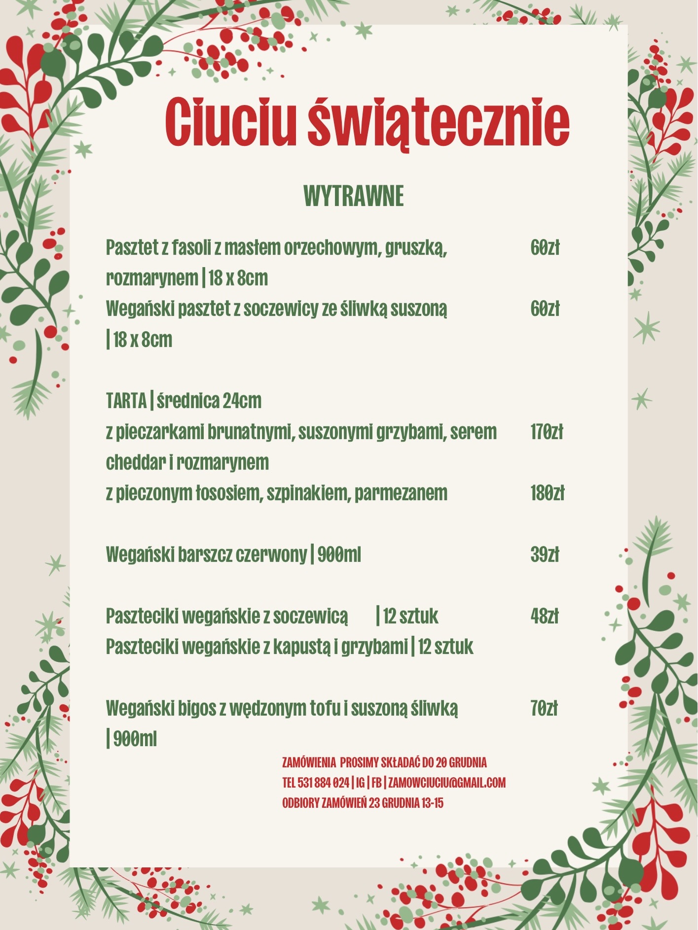 Wytrawne świąteczne menu Ciuciu Food & Cake – przekąski i dania